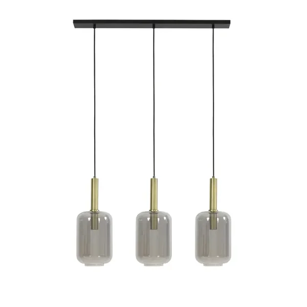 light & living hanglamp lekar - 3 lampen - smoked glas