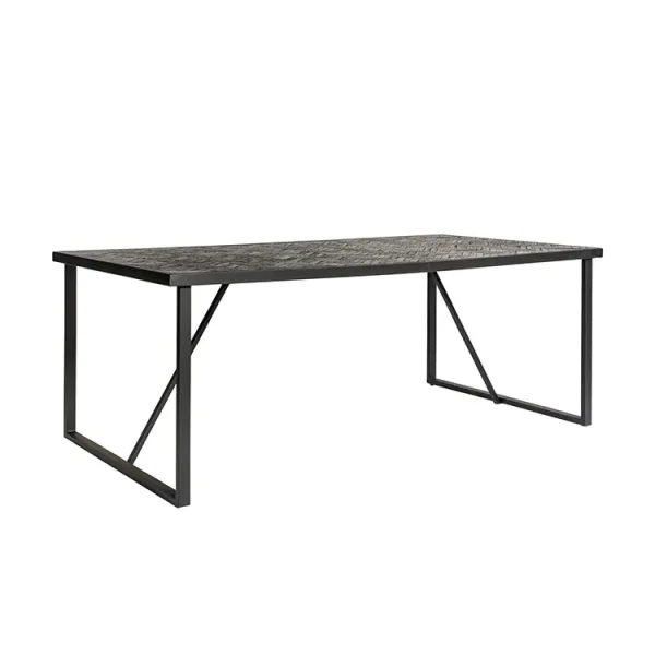 qnus wonen visgraat eettafel - zwart - b340 - 160 x 90 x 76 cm