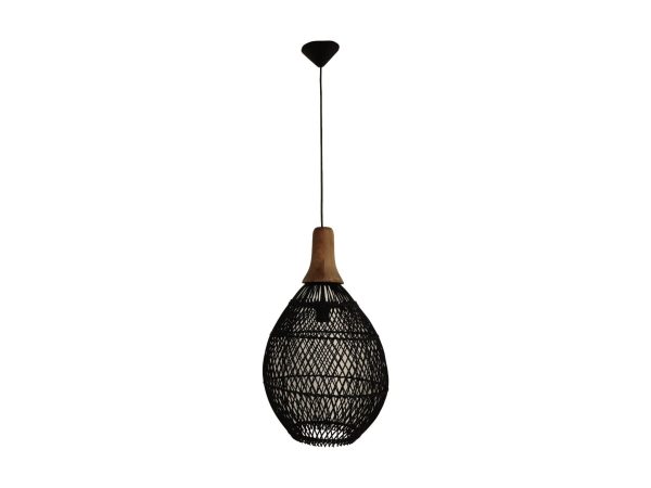 hsm collection rotan hanglamp – zwart & naturel – ø 34 cm