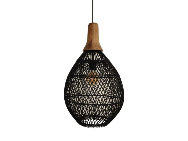 hsm collection rotan hanglamp – zwart & naturel – ø 34 cm - Afbeelding 2