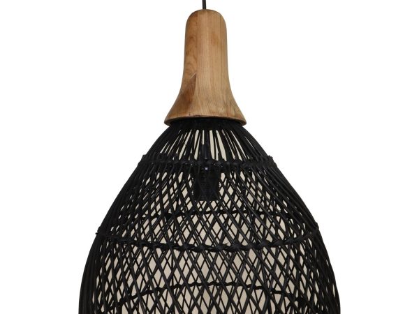 hsm collection rotan hanglamp – zwart & naturel – ø 34 cm - Afbeelding 3