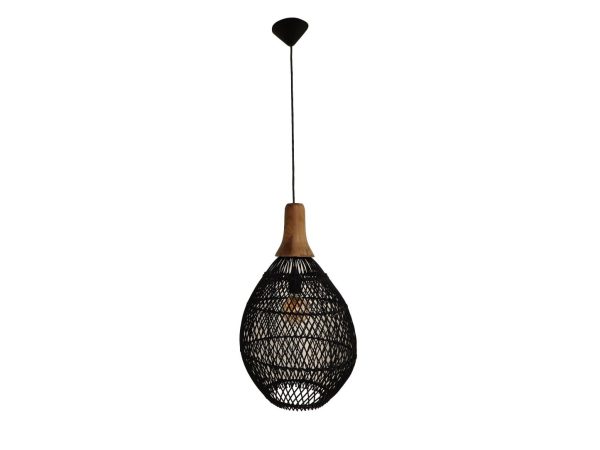 hsm collection rotan hanglamp – zwart & naturel – ø 34 cm - Afbeelding 4